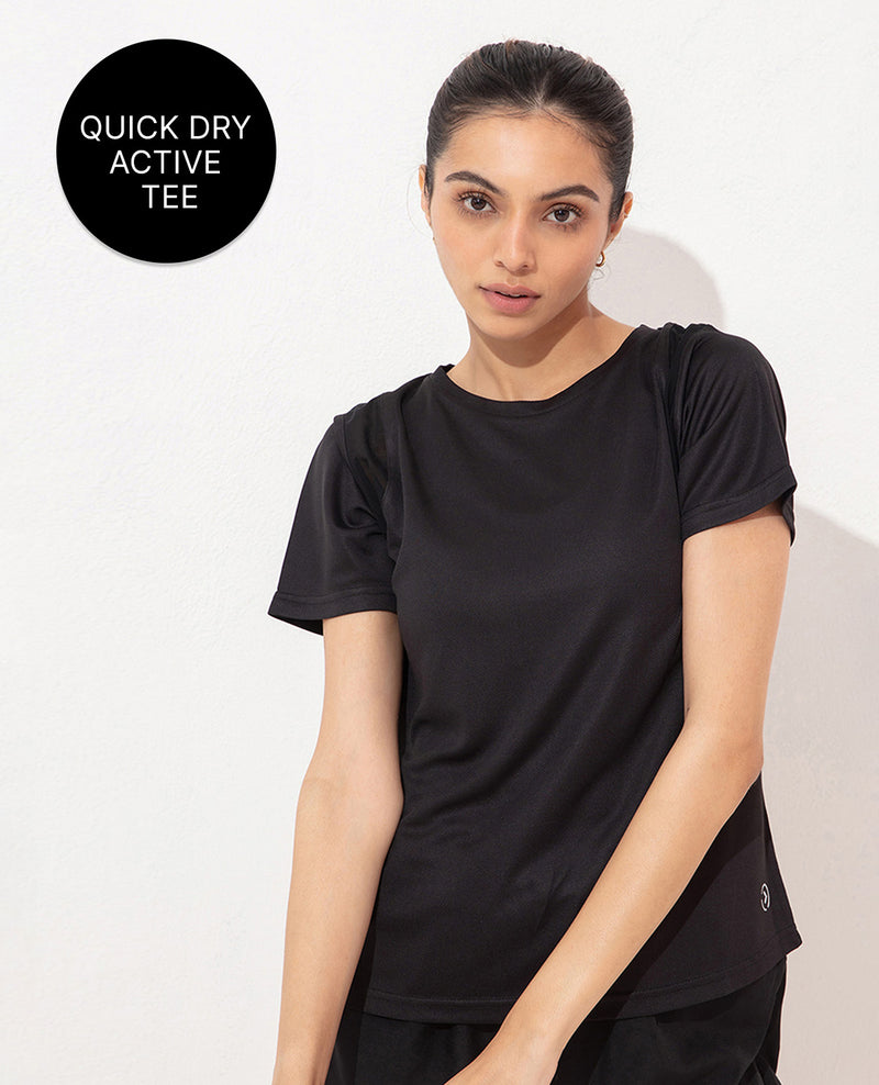 Breathable Stride Running Top With Mesh Inserts Black