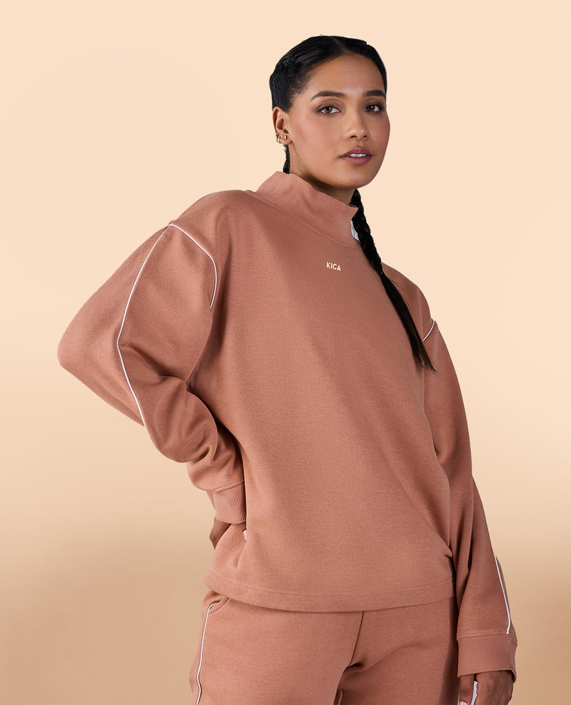 Fleece Oversized Sweatshirt Brown