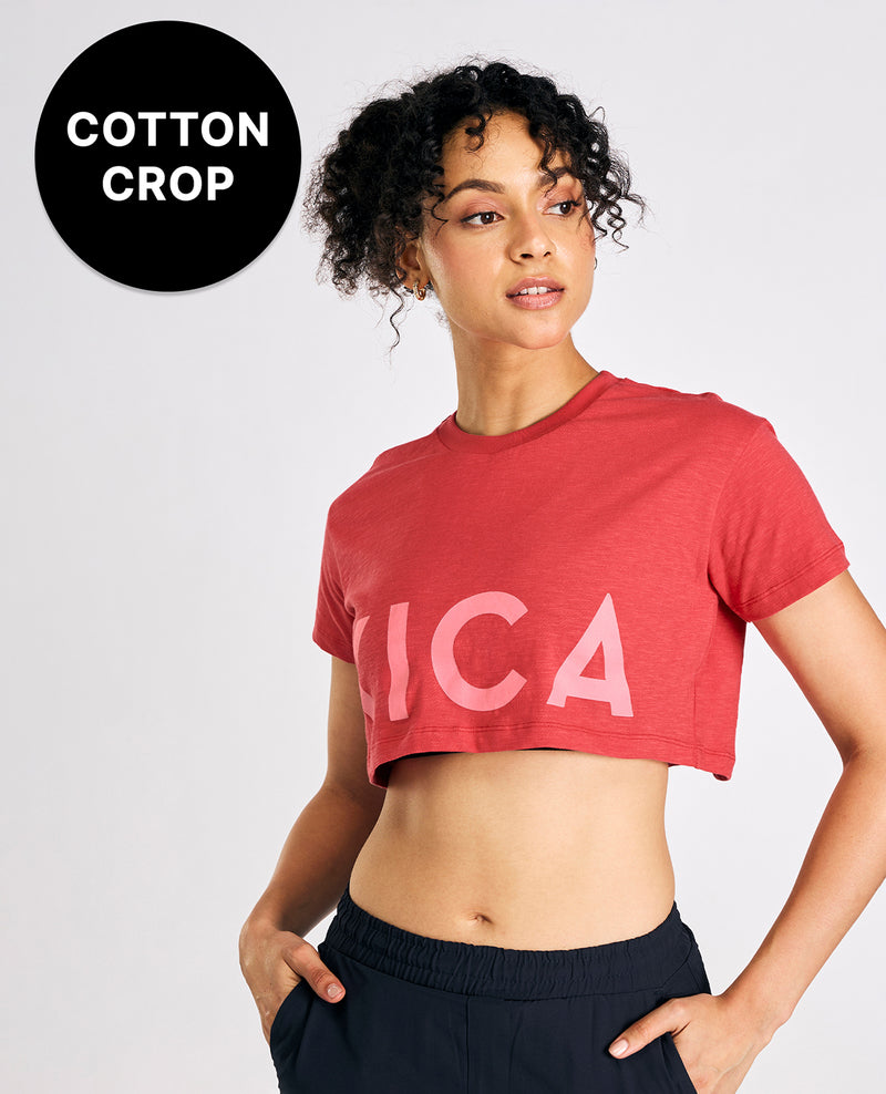 Kica Relaxed Fit Cotton Crop Top Red