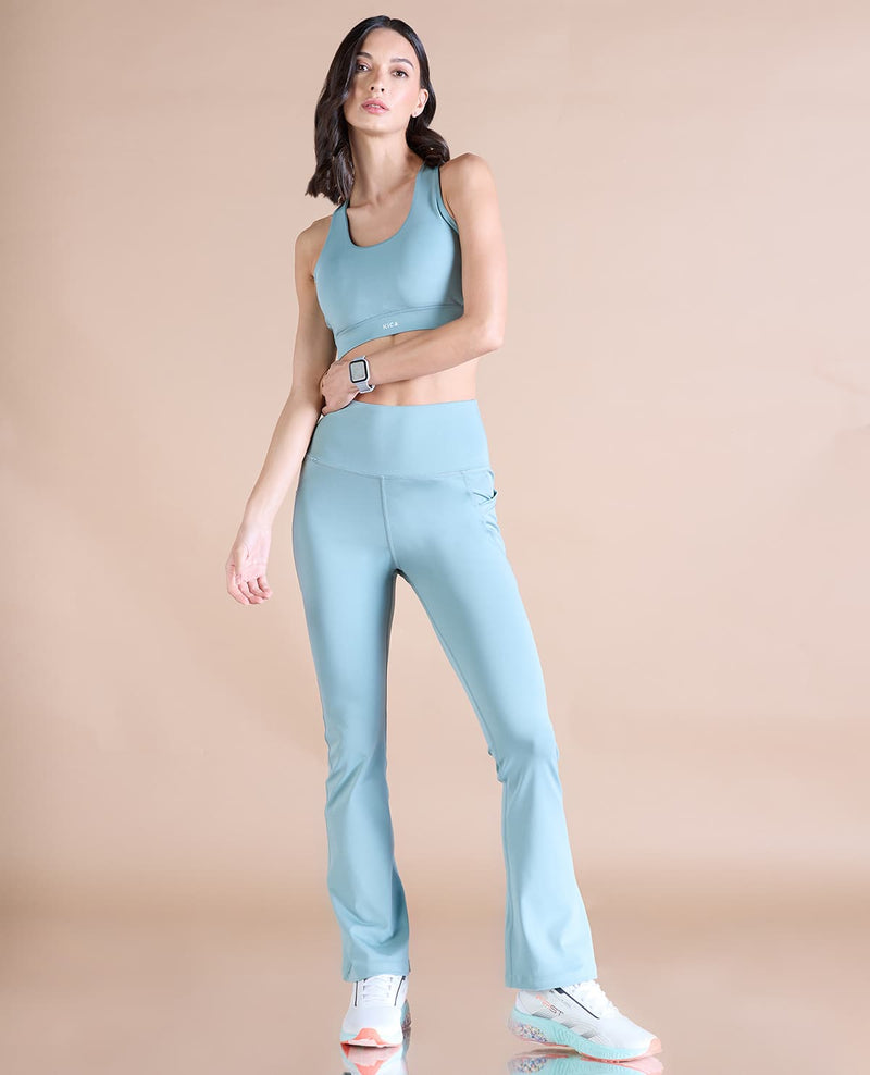 Strappy Bra & Flare Pants - Surf Green