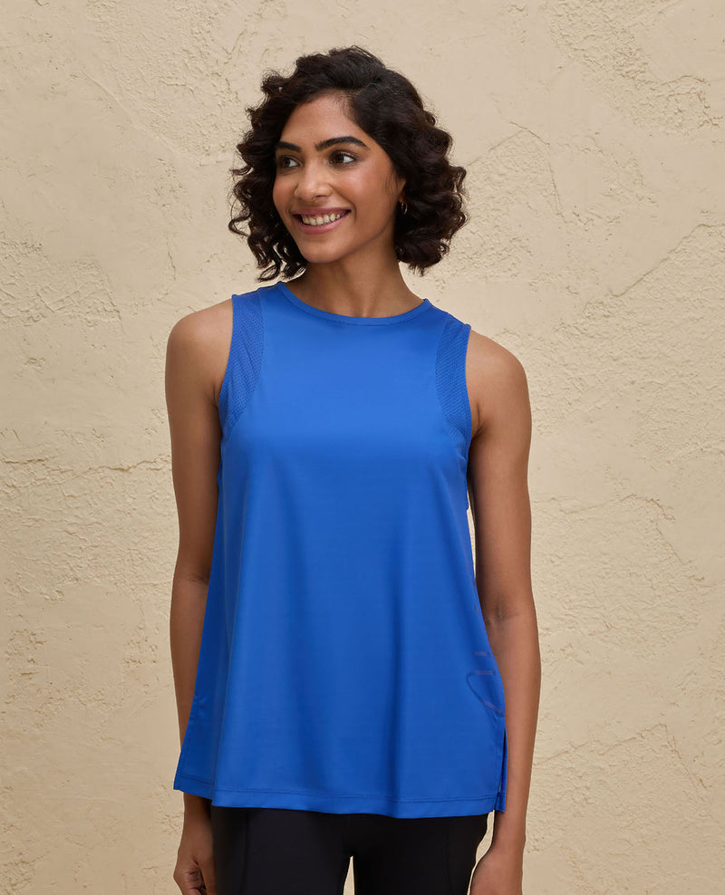 Nykd By Nykaa Quick Dry Stylised Tank Top  Longline -NYK034-Bright Blue