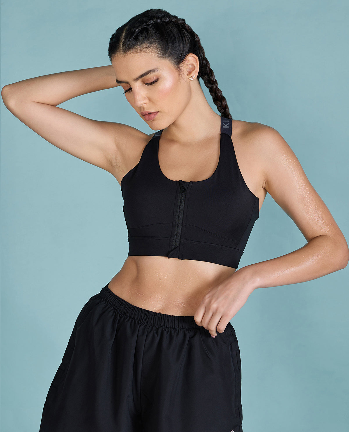 Kappa High Support Front Zip Sports Bra with Racerback