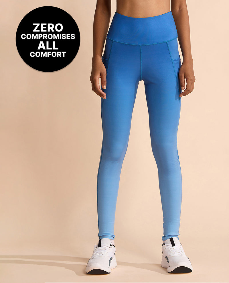 High Waisted Stretchable Leggings Ombre Blue
