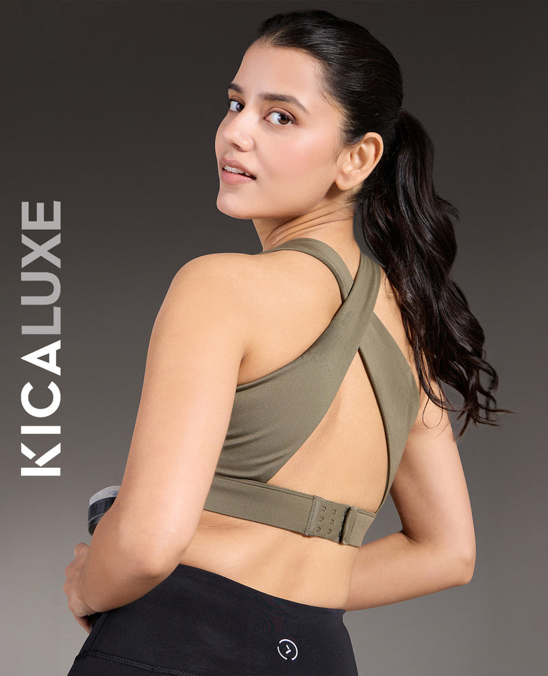 Luxe Crostini Full Coverage And High-Impact Sports Bra Olive