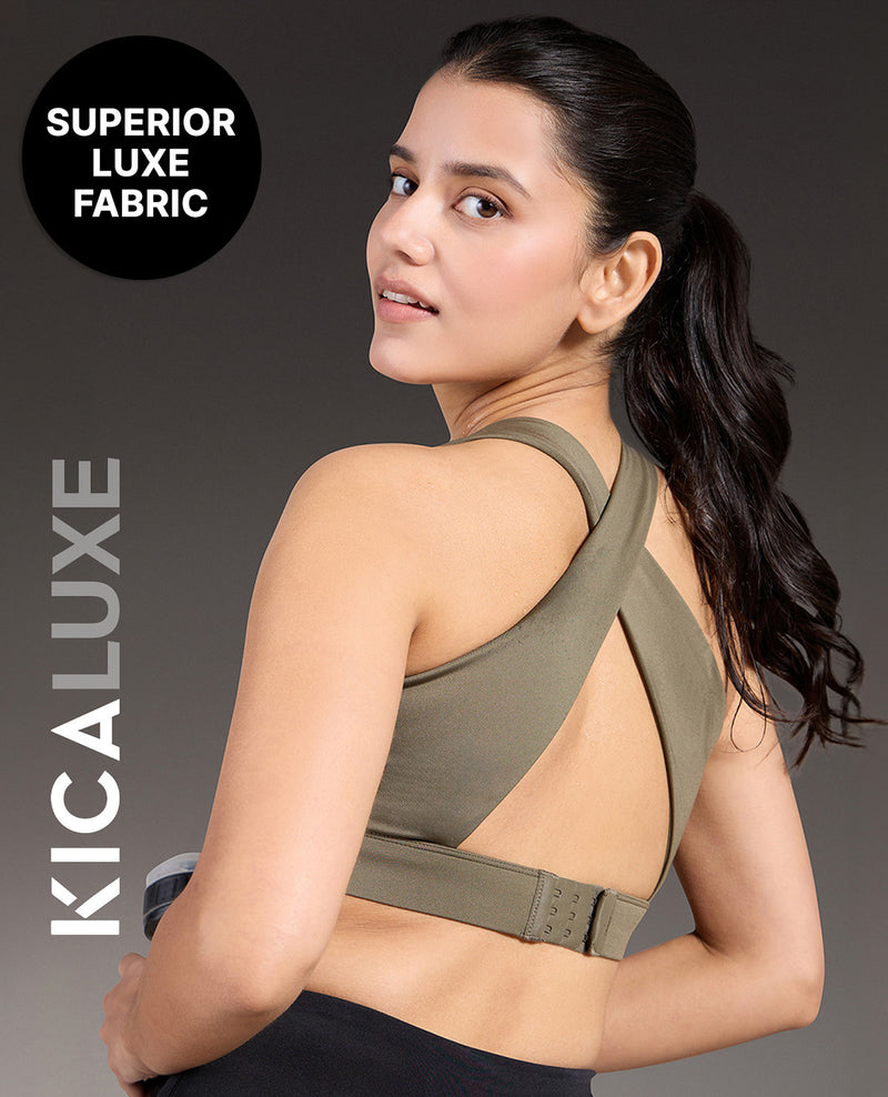 Luxe Crostini Full Coverage And High-Impact Sports Bra Olive