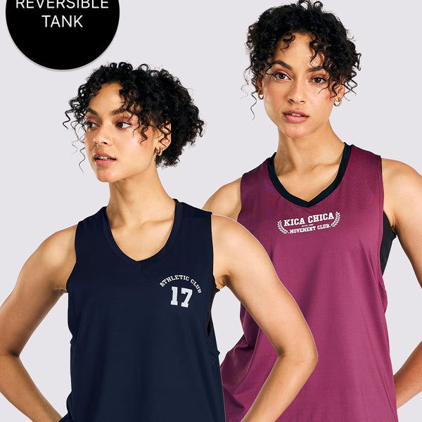 Reversible 2 Color Active Tank Top Navy Blue