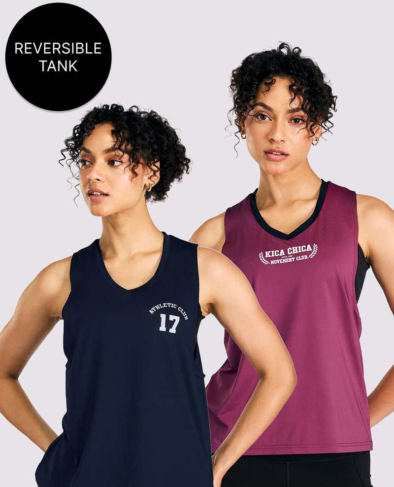 Reversible 2 Color Active Tank Top Navy Blue