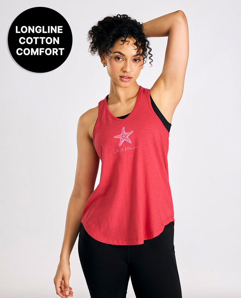 Everyday Cotton Longline Tank Top Red