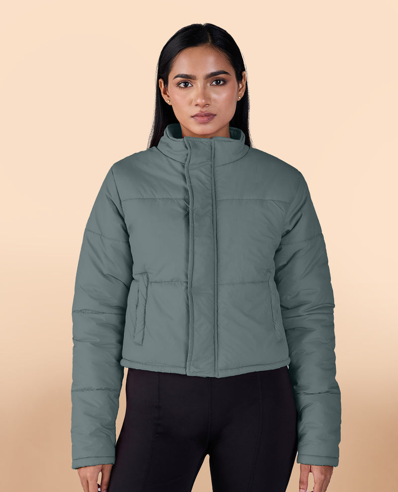 Cropped Puffer Jacket Olive