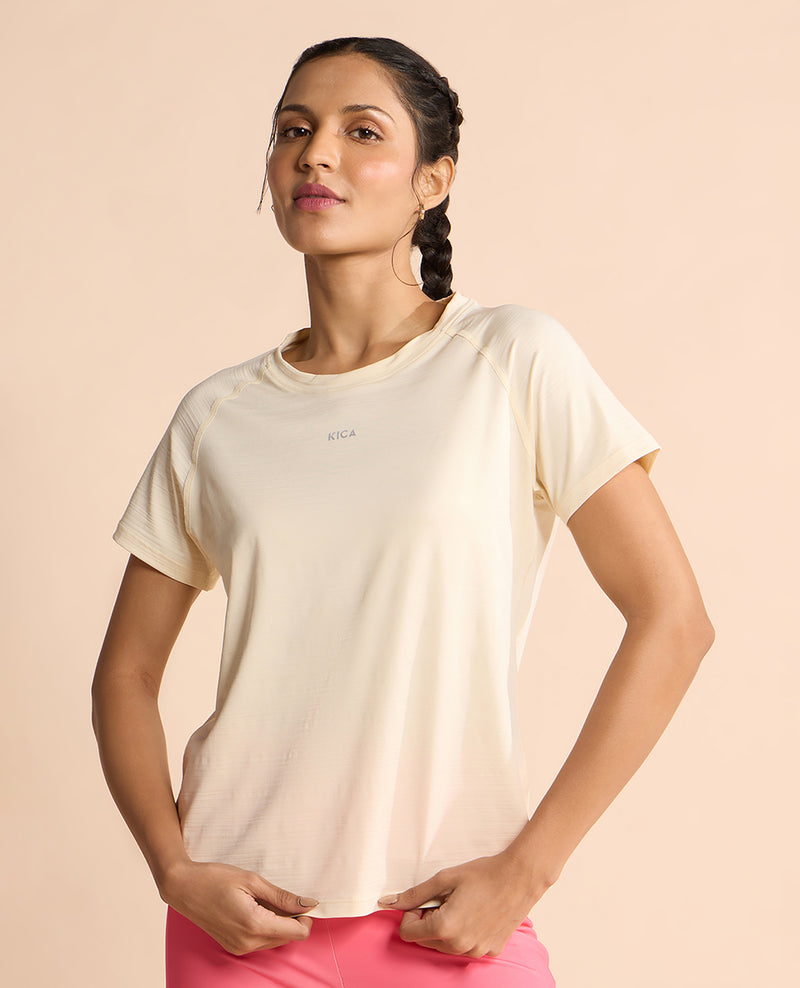 Regular Fit Basic Half Sleeves Top Off White