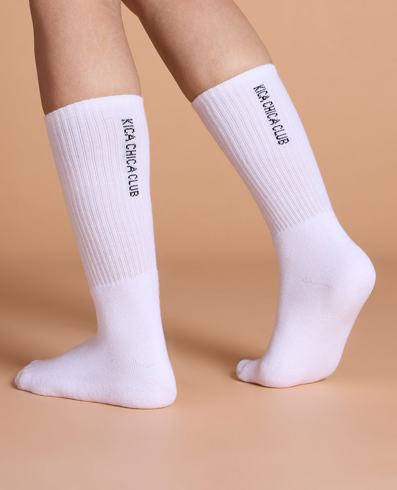 Kica Chica Long Crew Socks White