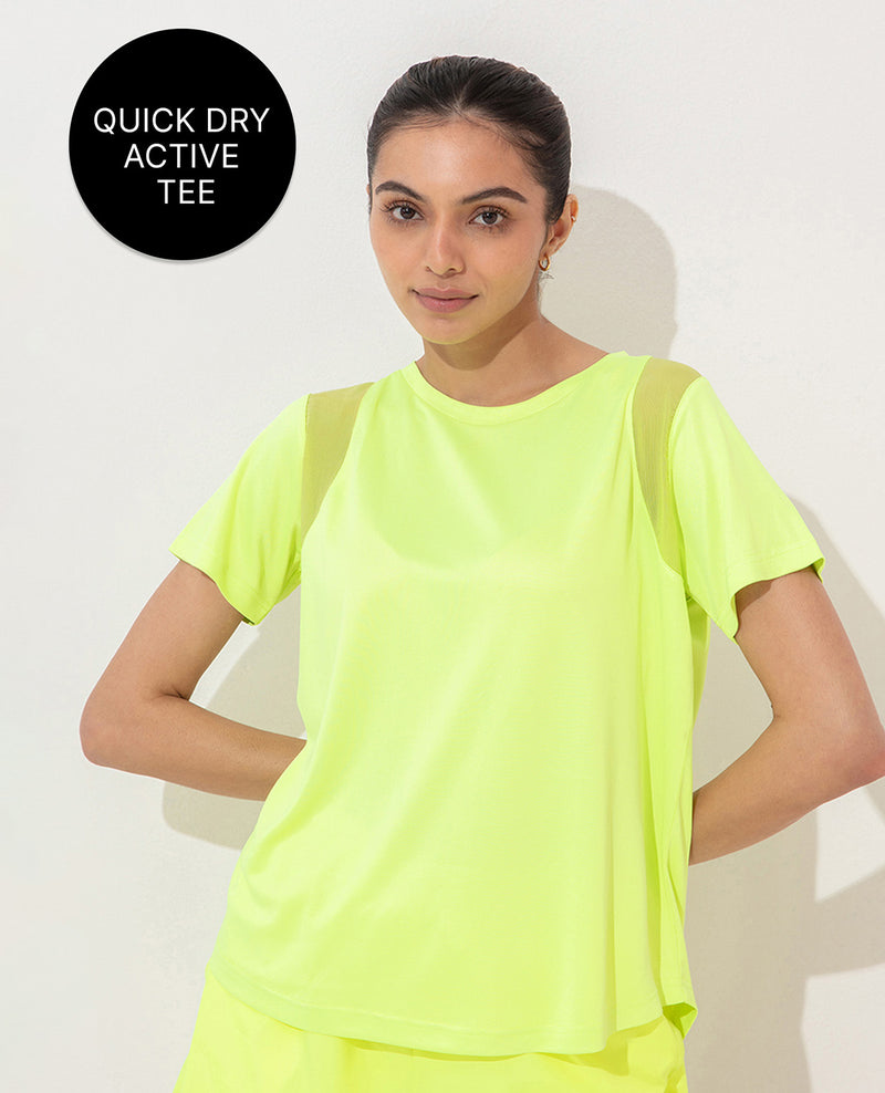 Breathable Stride Running Top With Mesh Inserts Neon