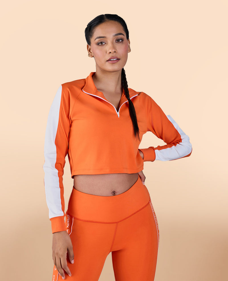 Full Sleeves Running Top in Second SKN Fabric Orange