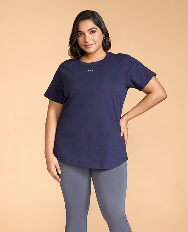 Women Solid Cotton Essential Hip Covering Top