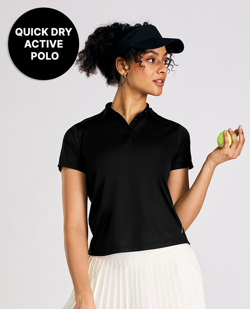 Quick-Dry Polo Top Black