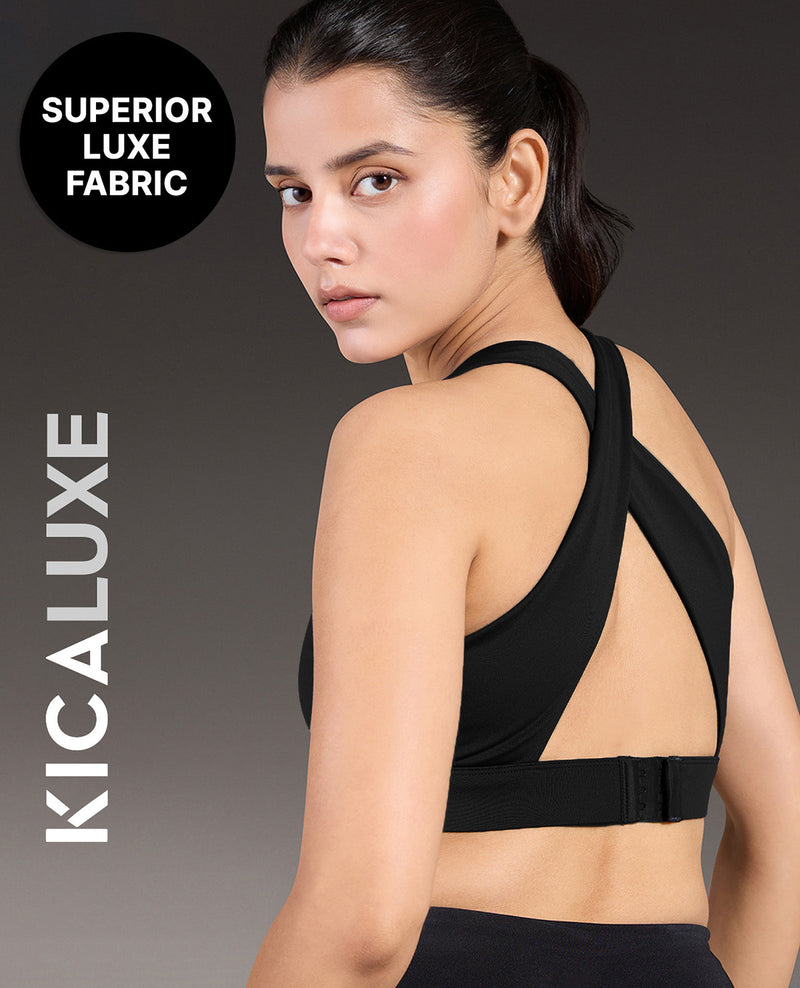 Luxe Crostini Full Coverage And High-Impact Sports Bra Black