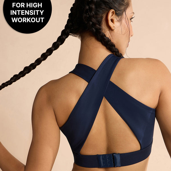 Crostini Full Coverage Sports Bra Navy Blue