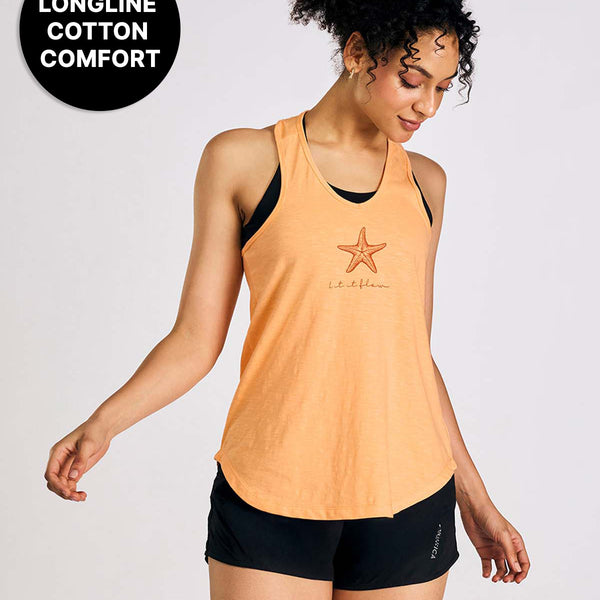 Everyday Cotton Longline Tank Top Orange