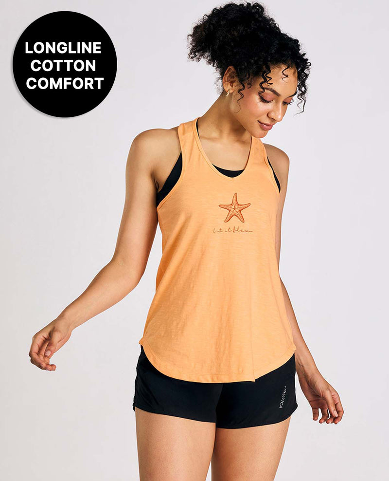 Everyday Cotton Longline Tank Top Orange
