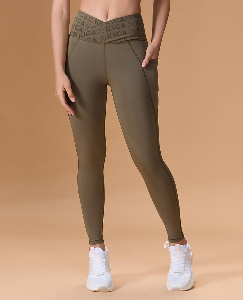 Women Cross Waist Mid Rise Leggings