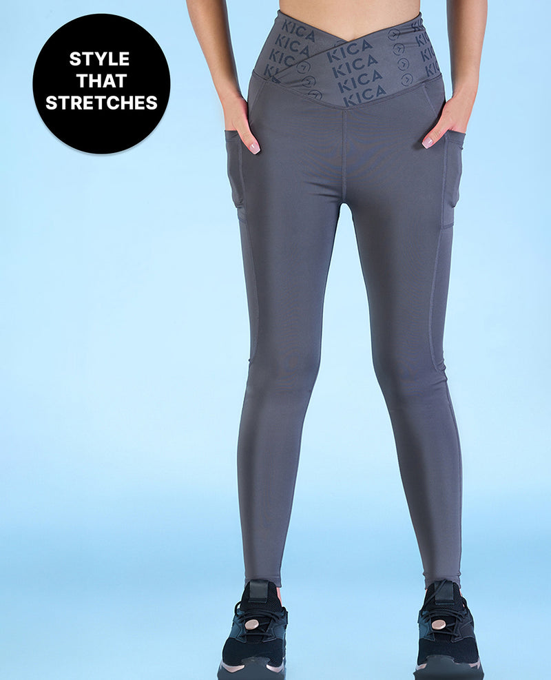 Women Cross Waist Mid Rise Leggings
