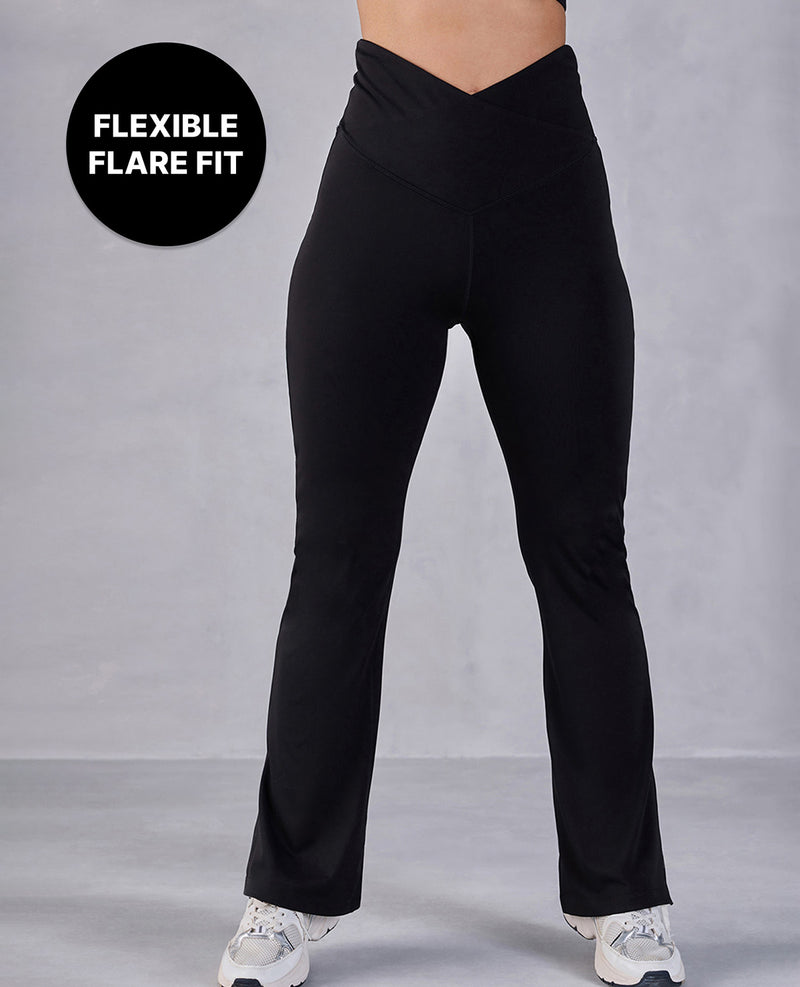 Criss-Cross Flare Pants in Second SKN