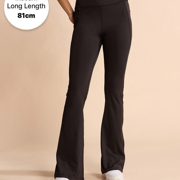 Women Stretchable Long Length Flared Pants Black