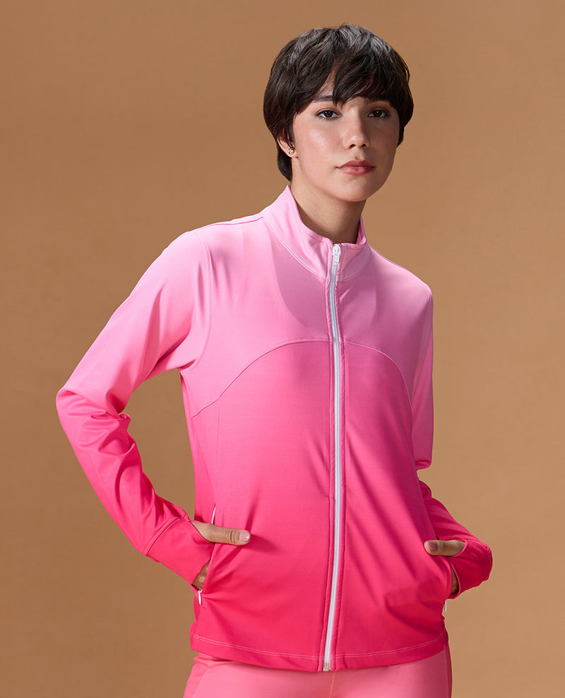 Gym Training Jacket in Second SKN Fabric Pink Ombre