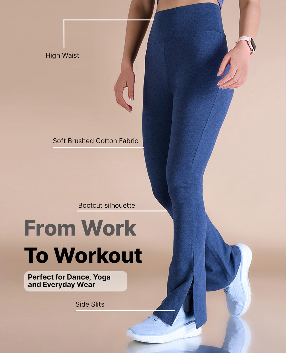 Women Stretch Straight Work Pants Yoga Bell-bottom High Waist Flared  Trousers