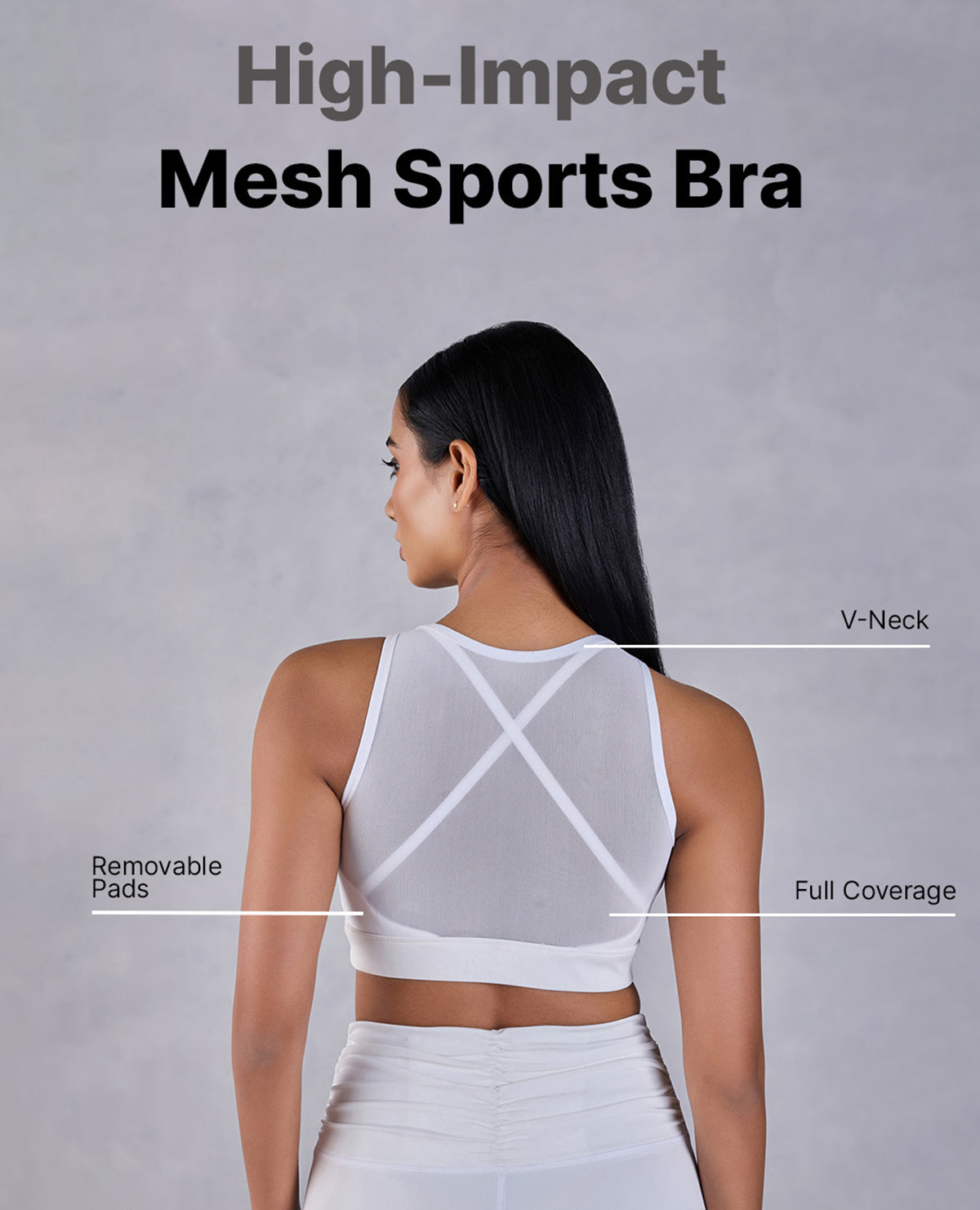 Custom Mesh Breathable Wide Strap Removable Padded Sports Bra