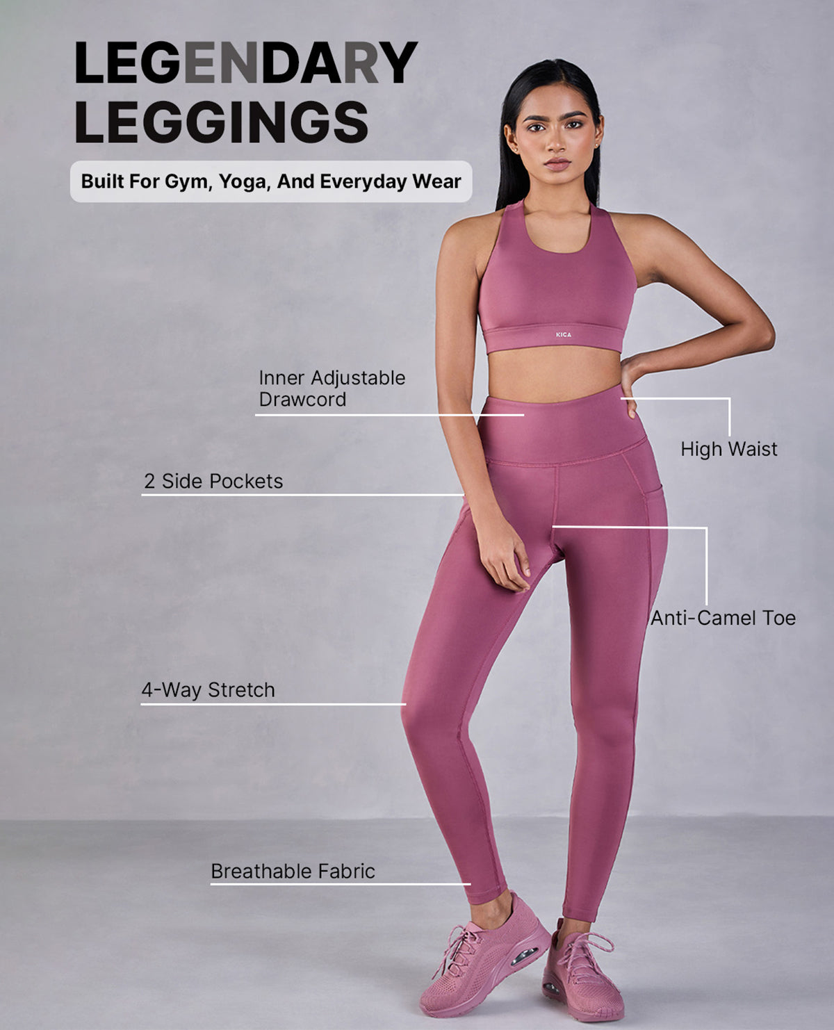 Bottomwear Kica Active  High Waisted Leggings In Second Skn Fabric ⋆  Timelesswearshop