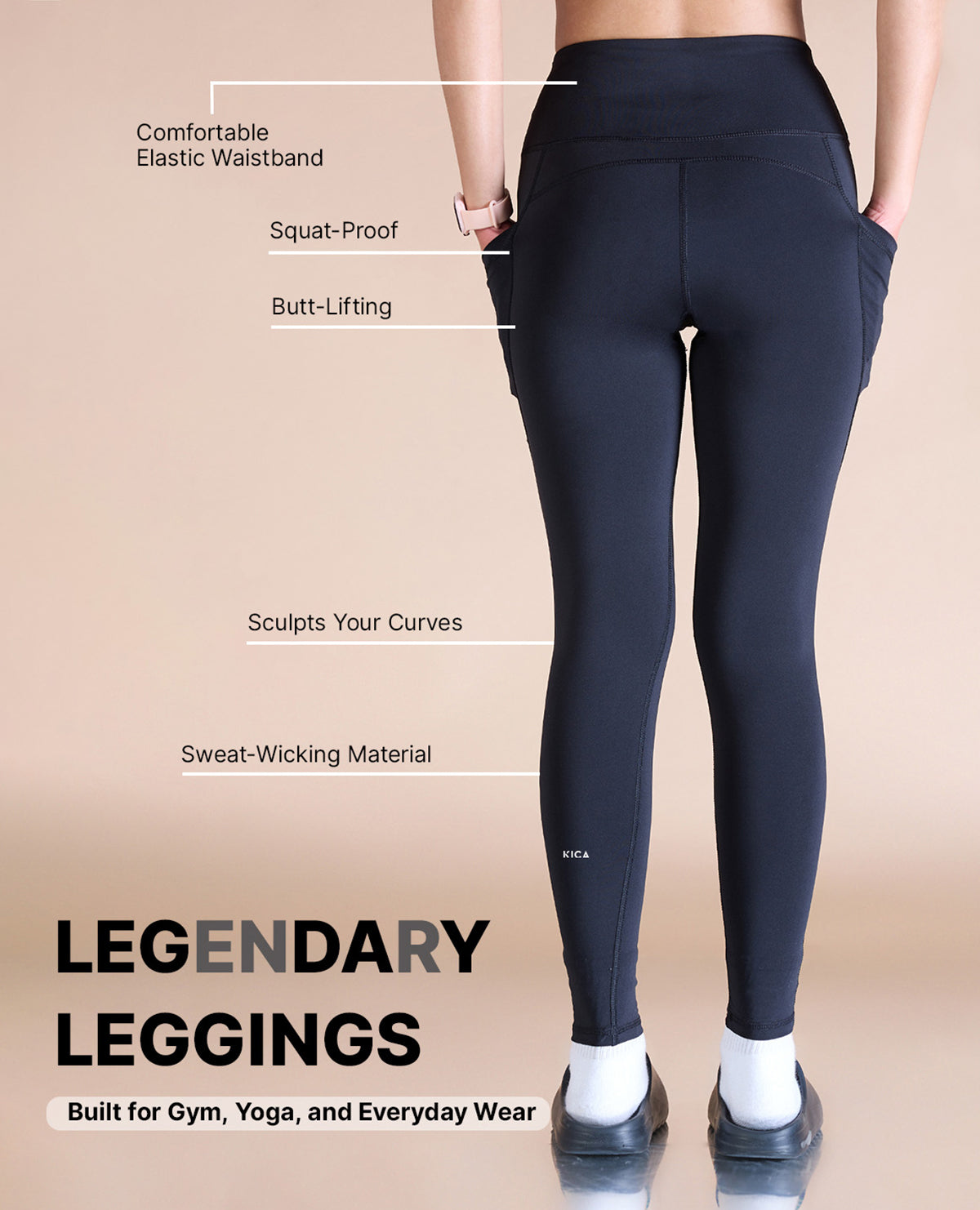 Buy Kica High Waisted Nylon Spandex- Soft, 7/8th Length Leggings (3XL)  Online