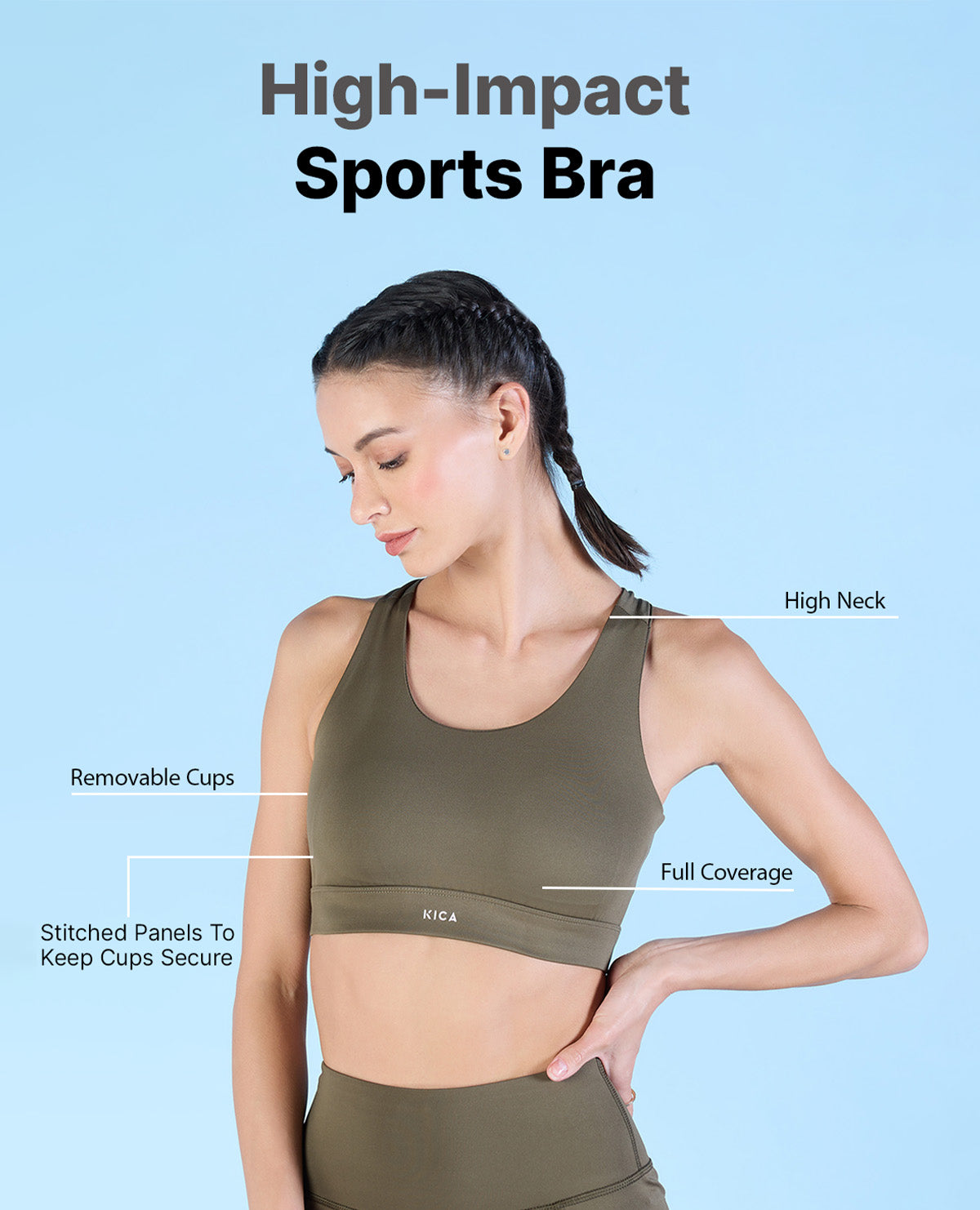 Buy Kica In Built Padding High Support Performance Sports Bra online