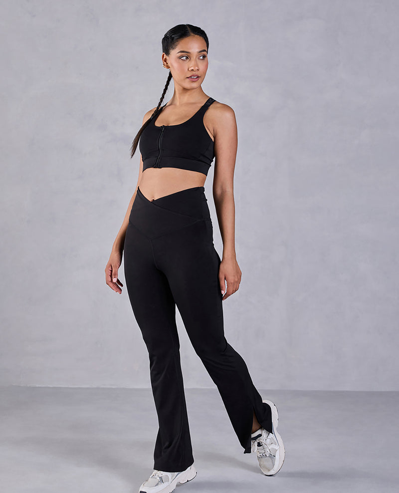 Rock Paper Scissors Premium Flare Gym Pants High Waist Stretchable Flared  Leggings with Pockets & Cross Belt Gym wear/Active Wear Tights Yoga Pants