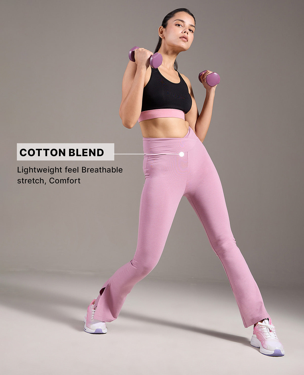 Kica Criss Cross Cotton Flare Comfort Pants Pink – Kica Active