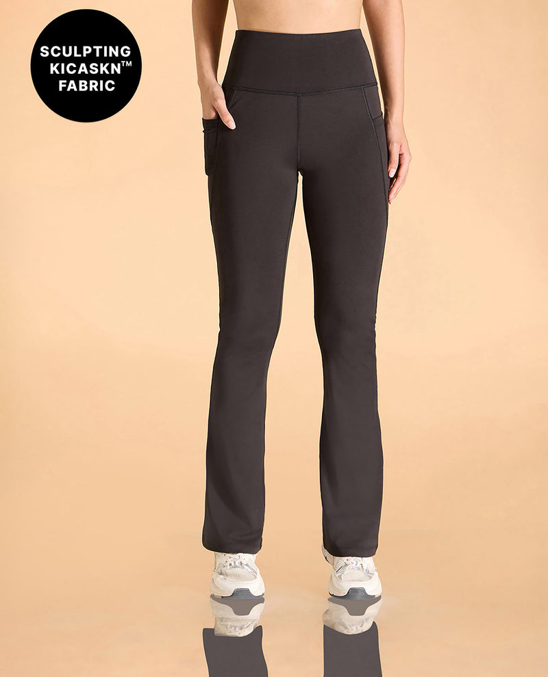 High-Waist Flare Pants in Kica SKN Sculpting Stretch Fabric