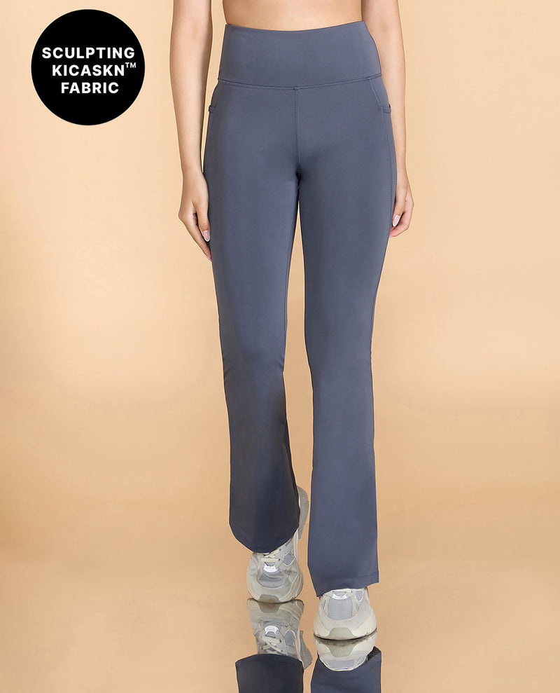 High-Waist Flare Pants in Kica SKN Sculpting Stretch Fabric