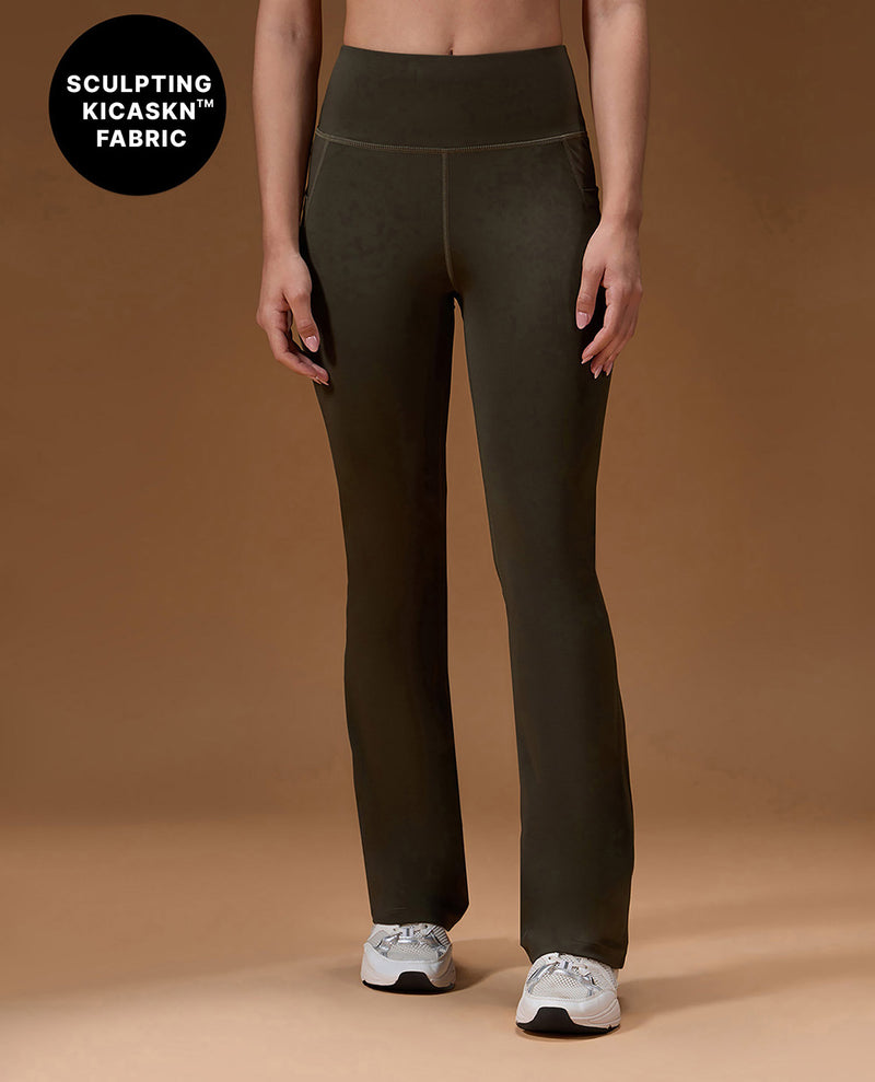 High-Waist Flare Pants in Kica SKN Sculpting Stretch Fabric
