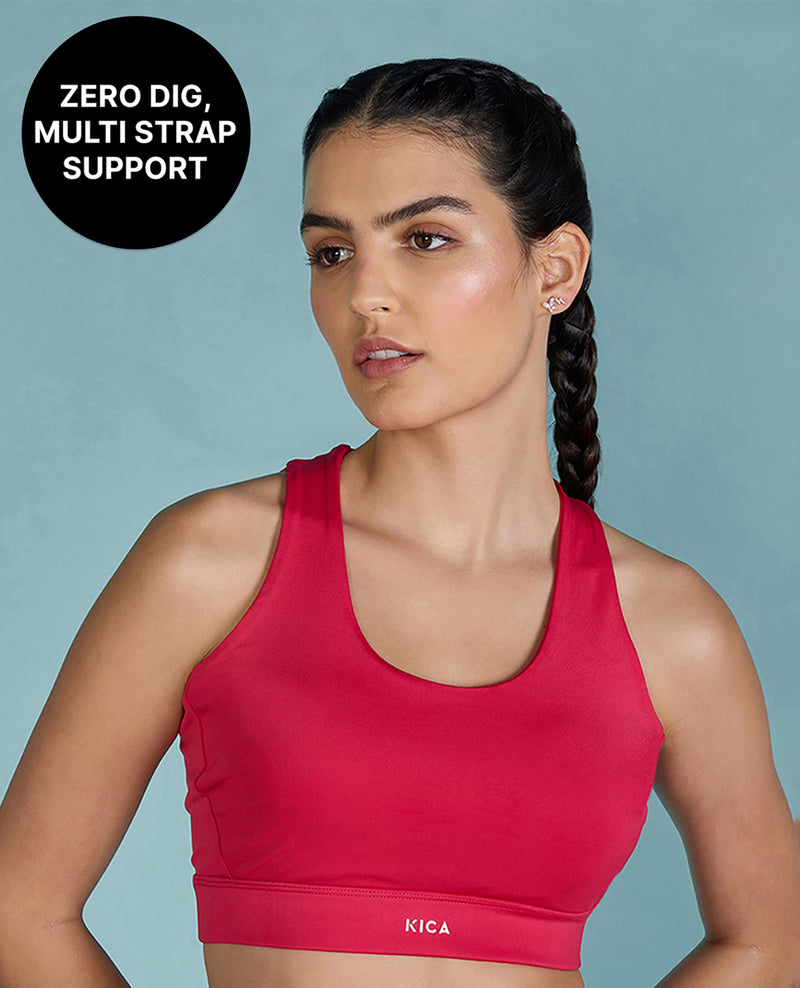 Kica Strappy Mid-Impact Sports Bra with Removable Pads Apple