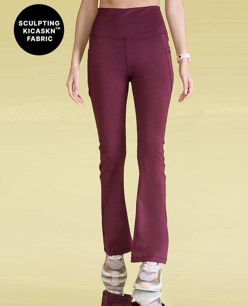 High-Waist Flare Pants in Kica SKN Sculpting Stretch Fabric