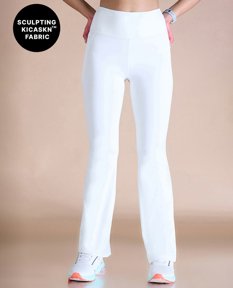High-Waist Flare Pants in Kica SKN Sculpting Stretch Fabric