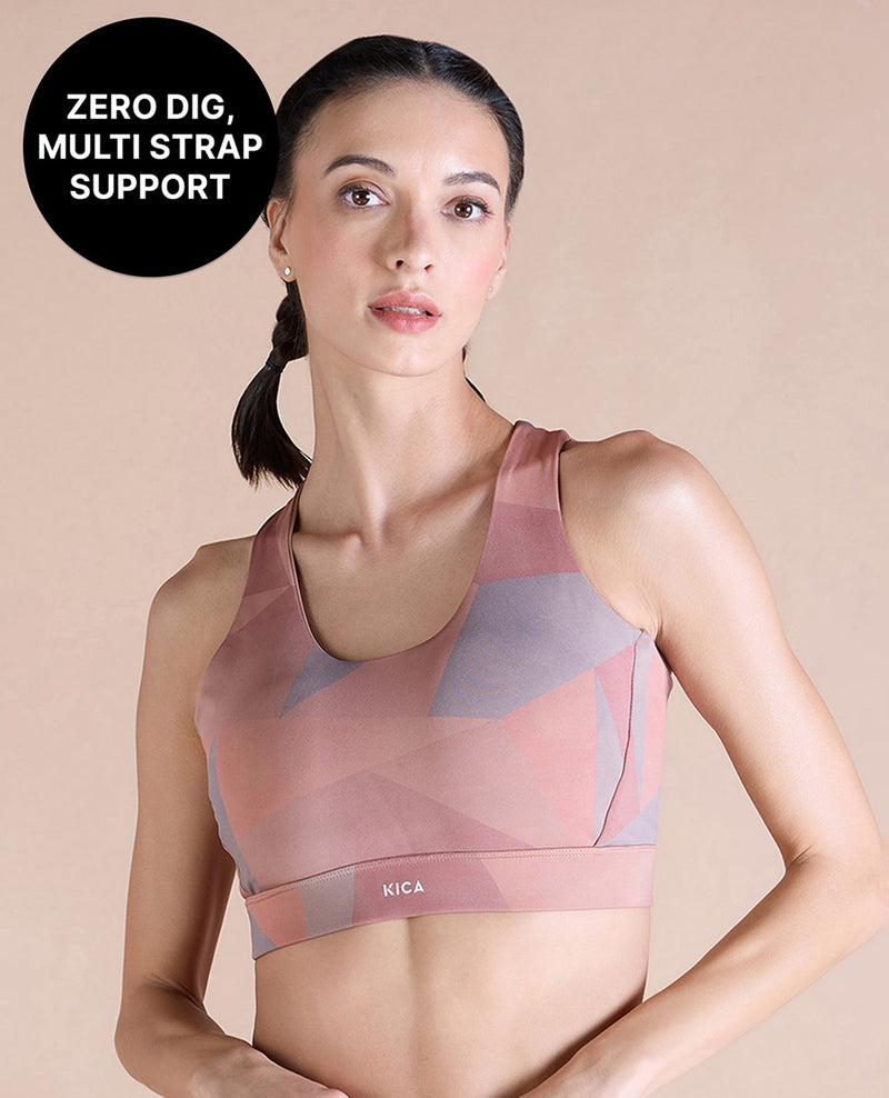 Kica Strappy Mid-Impact Sports Bra with Removable Pads Rose