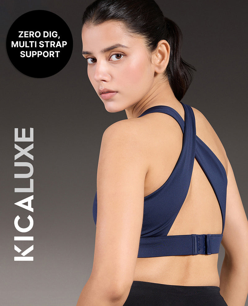 Luxe Crostini Full Coverage And High-Impact Sports Bra Navy Blue