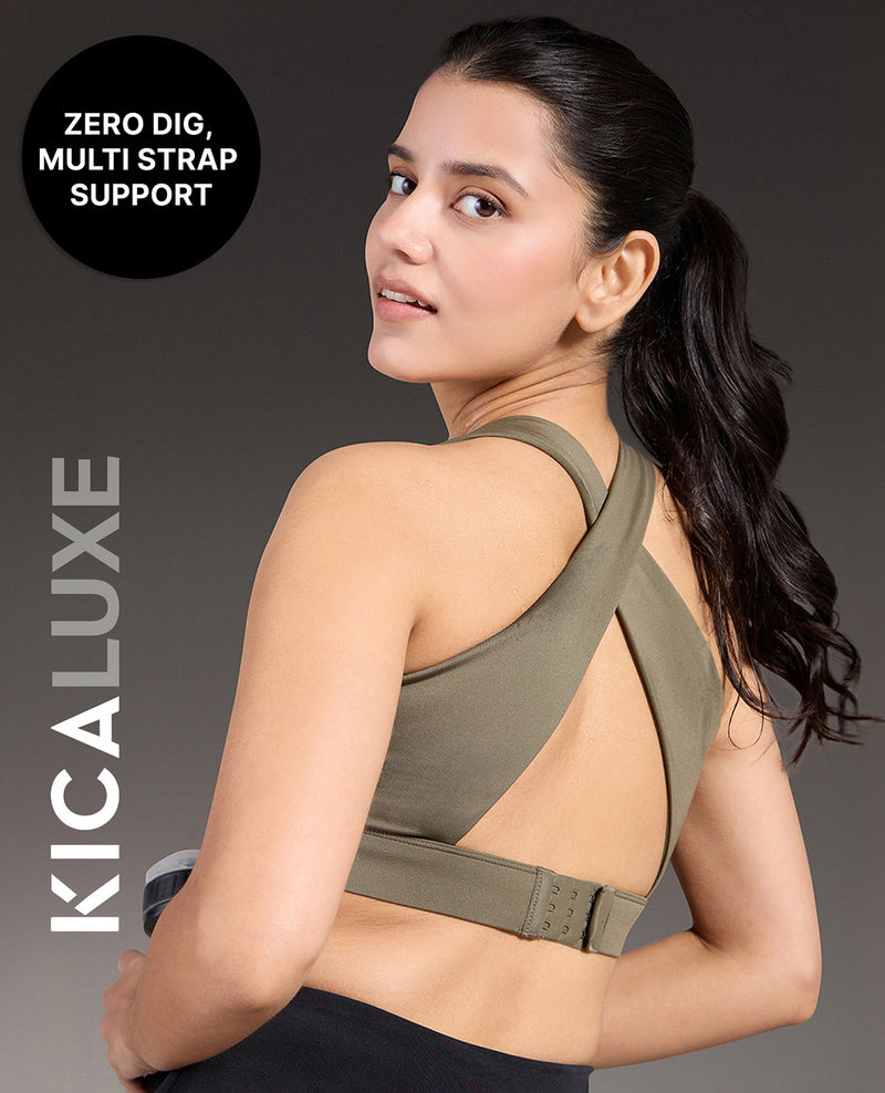 Luxe Crostini Full Coverage And High-Impact Sports Bra Olive