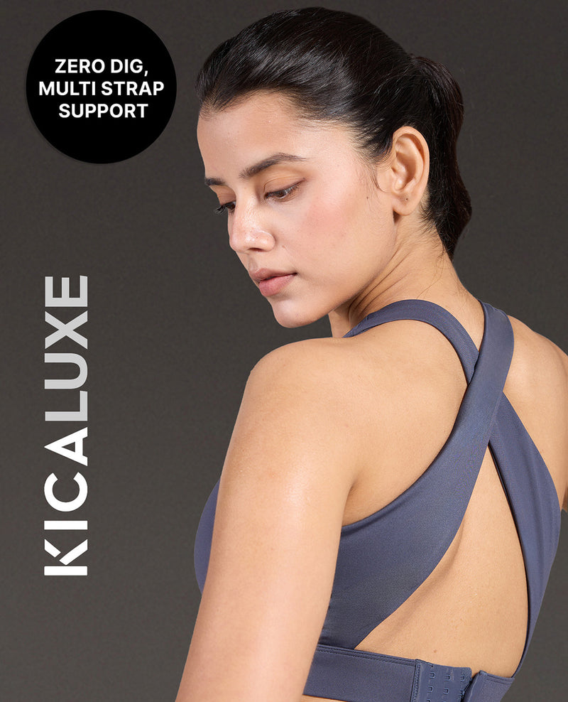 Luxe Crostini Full Coverage And High-Impact Sports Bra Grey