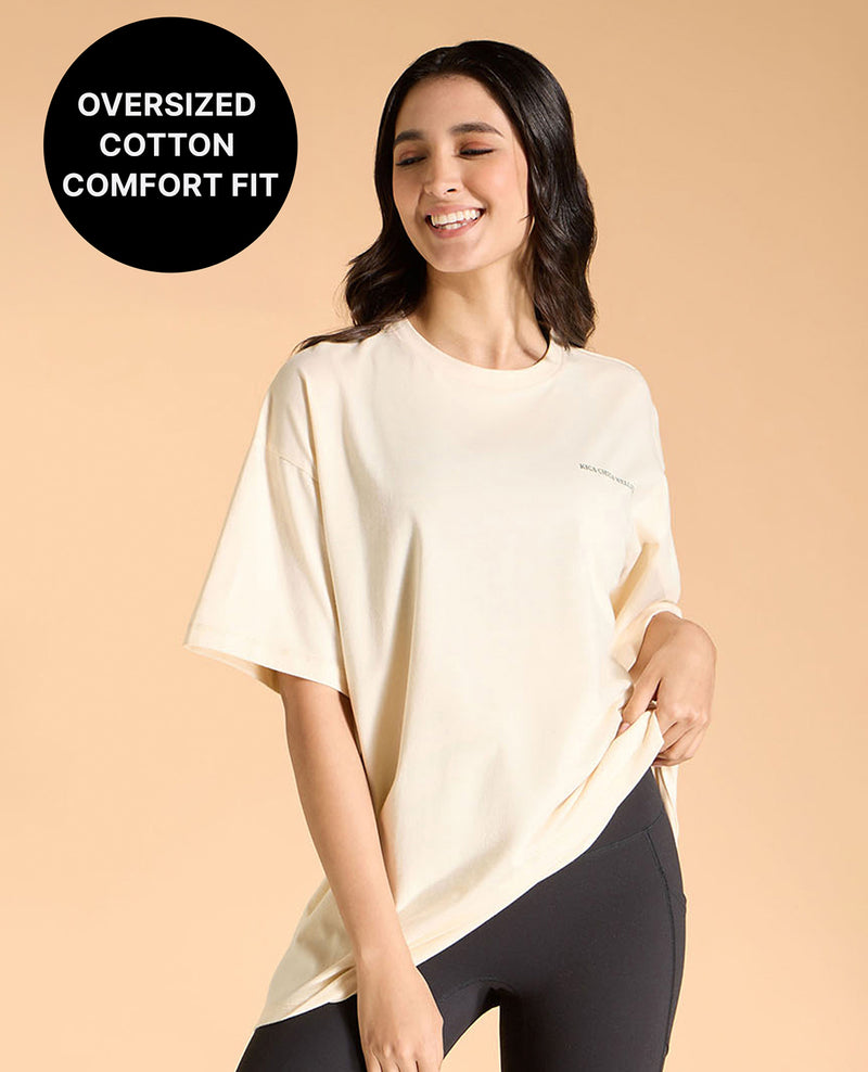 Kica Cotton Oversized Printed Graphic T Shirt Pearl