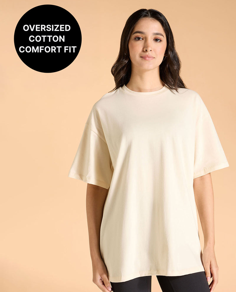 Kica Cotton Oversized Printed Graphic T Shirt Pearl