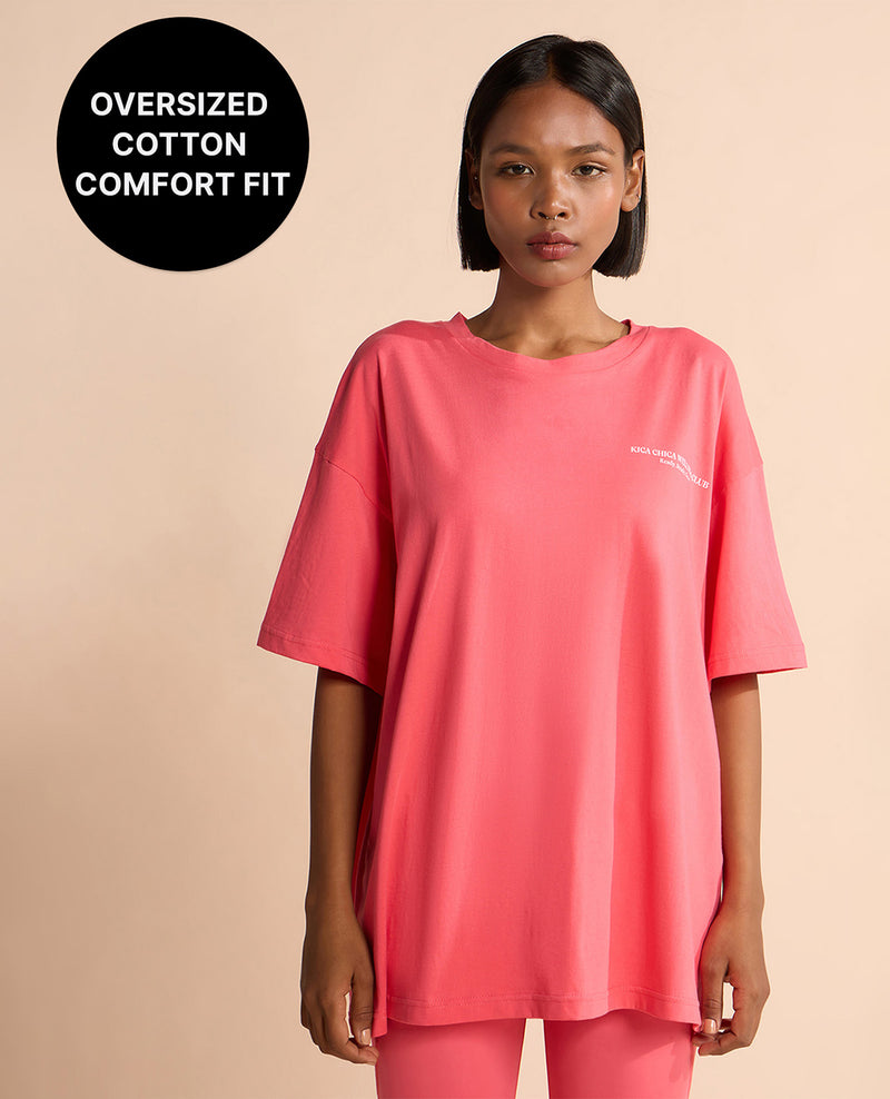 Kica Cotton Oversized Printed Graphic T Shirt Apple