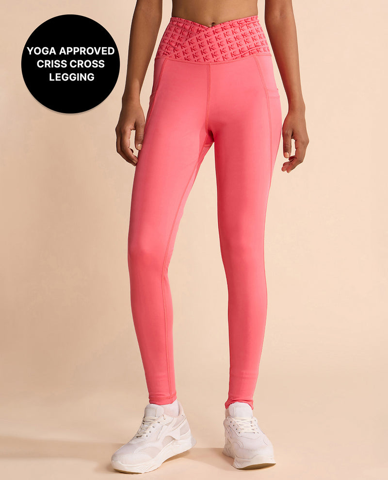 Women Cross Waist Mid Rise Leggings Apple