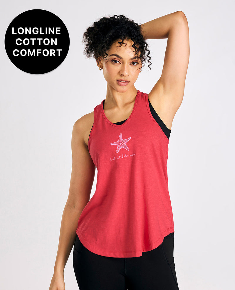 Everyday Cotton Longline Tank Top Red